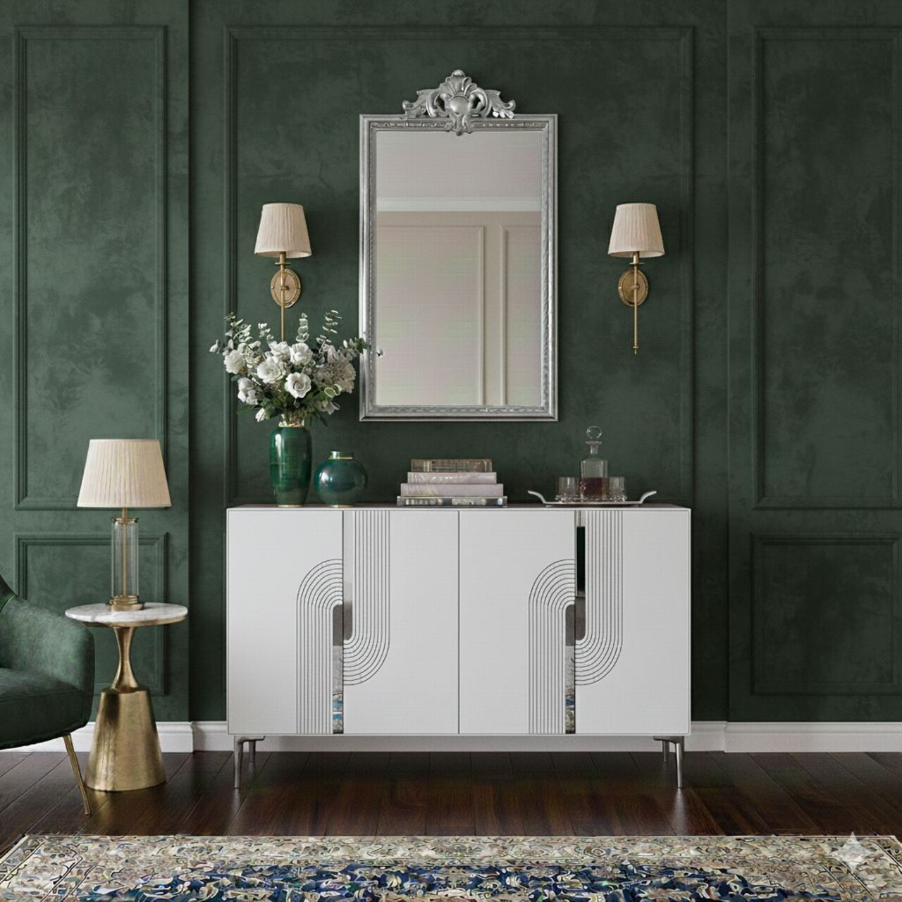 Consola, Hanah Home, Meyra 120, 120x75x32 cm, Alb / Argintiu - view 4