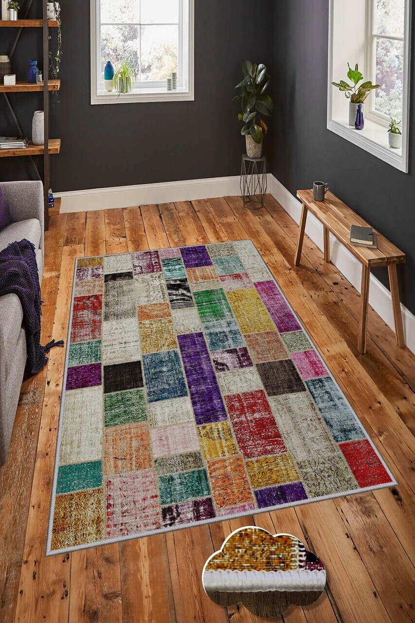 Covor Hmnt806 100x200 cm Poliester Multicolor