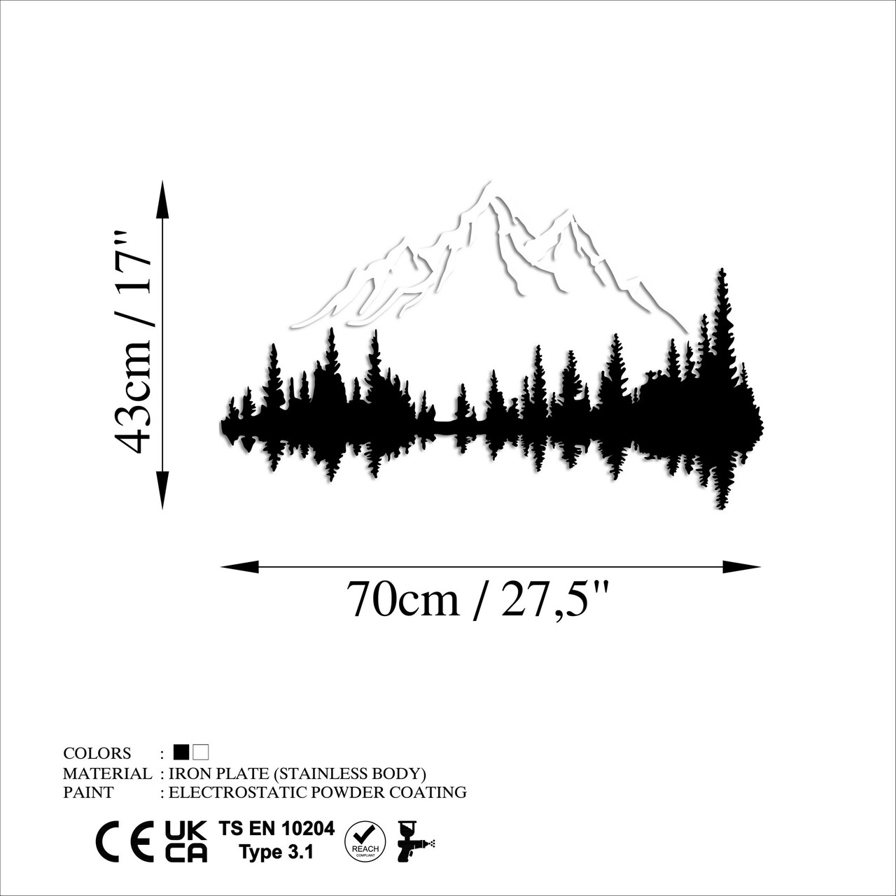 Decoratiune de perete, Nature And Mountain, Dimensiune: 52 x 20 cm (1 bucată), Alb/Negru - view 6