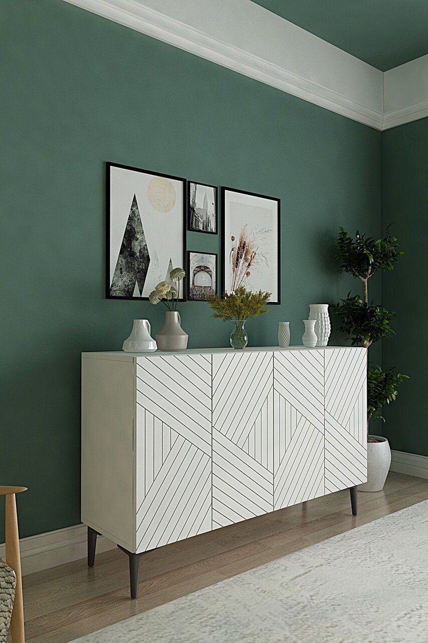 Consola, Hanah Home, Ferro 120, 120x75x32 cm, Alb - view 4