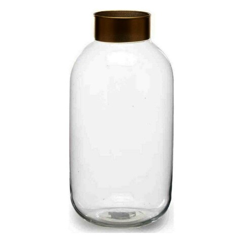 Vaza smooth, gift decor, Ø14.5 x 29.5 cm, sticla, auriu/transparent