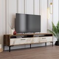 Comoda TV, Hommy Craft, Istanbul 2, 180x35x47 cm, PAL, Nuc / Marmură Albă