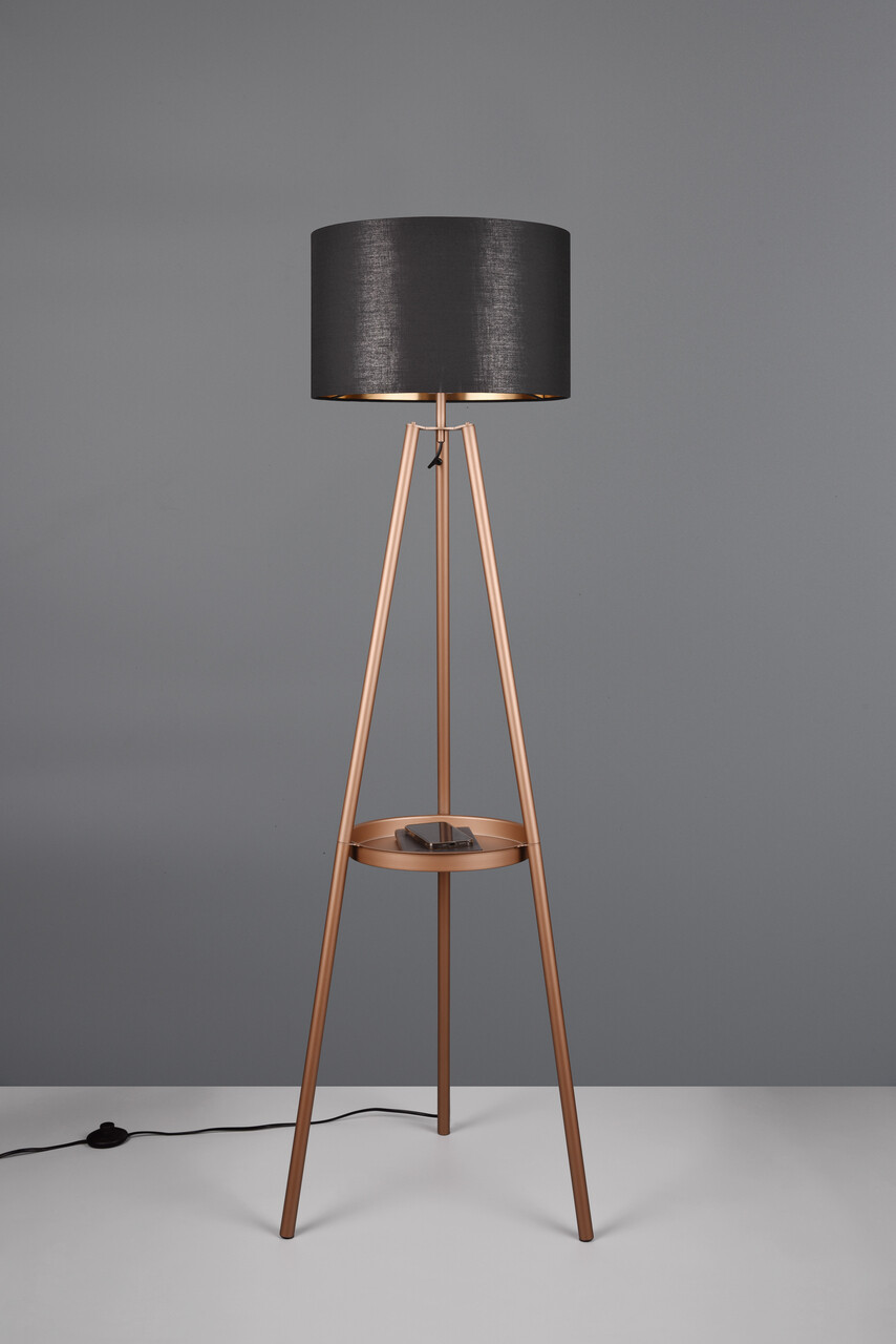 Lampadar Colette, RL, 57x152.5 cm, 60W, 1x E27, metal, maro/negru - view 3