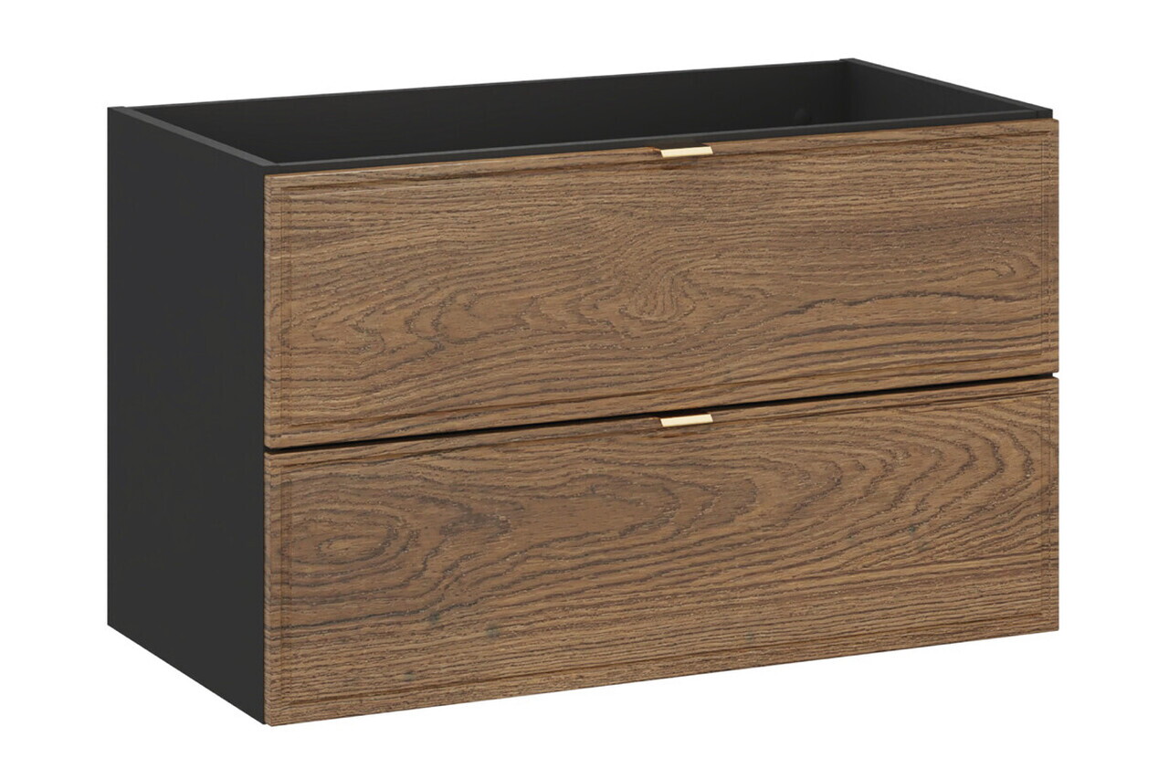 Set mobilier baie, masca cu lavoar si dulap inalt, 80 cm Trust, Talia Casella Black, Comad, MDF/PAL laminat, stejar casella/negru mat — imaginea 3