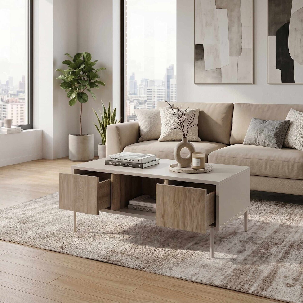 Masuta de cafea, Hanah Home, Ventro, 100x42x60 cm, Gresie — imaginea 3