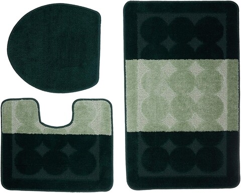 Set 3 covorase de baie edremit, confetti, 47x50 cm/50x60 cm/60x100 cm, verde