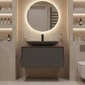 Dulap de baie cu chiuvetă, Hanah Home, Craft 80, Nuc / Antracit