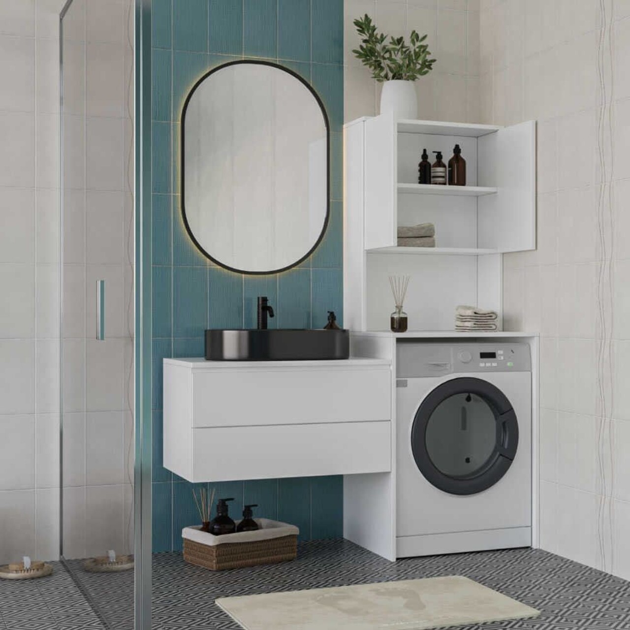 Dulap masina de spalat, Adore, Adr-482-Bb-1, Alb - 1 | YEO
