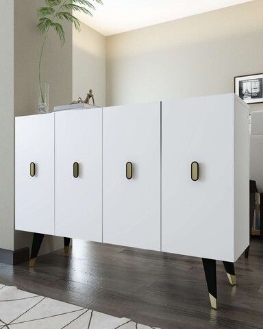 Consola, Hanah Home, 8168KM-32, 120x80x29.6 cm, PAL , Alb/Auriu