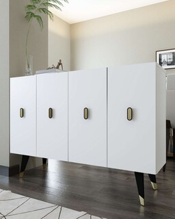 120x80x29.6 cm, Alb;Auriu