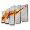 Set 5 tablouri decorative, 5PATK-220, Canvas, 19 x 70 cm, Multicolor