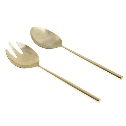 Set 2 ustensile pentru salata Gold, InArt, inox, 27.5 cm, auriu
