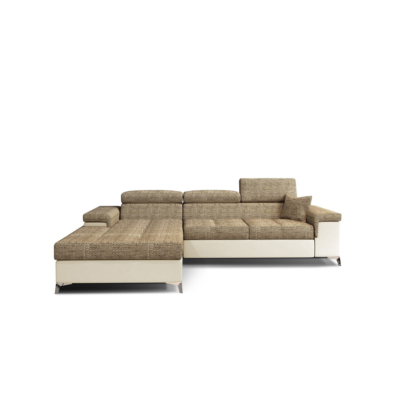 Coltar extensibil stanga 4 locuri ELTAP, Ric-03, Ricardo, 281x205x88 cm, lemn/poliester, bej inchis/bej deschis - view 2