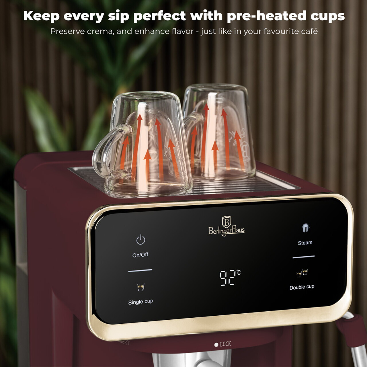 Espressor digital 3 in 1 Berlinger Haus, Leonardo, 950W, 21x25.9x28 cm, inox, visiniu mat - view 4
