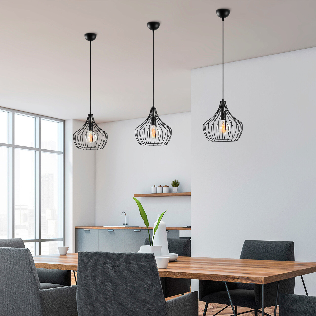 Lustra, Alby, 525NOR1595, Metal, Negru - 2 | YEO