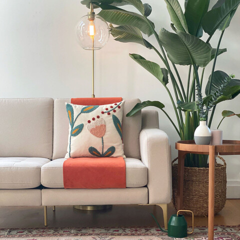 Husa de perna, lilly, 43x43 cm, material: 20% in, 80% poliester, roz / roșu / verde azur