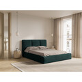 Pat tapitat cu somiera rabatabila si lada depozitare, 160x200 cm, Windsor & Co, Horizon, tesatura chenille, verde bottle