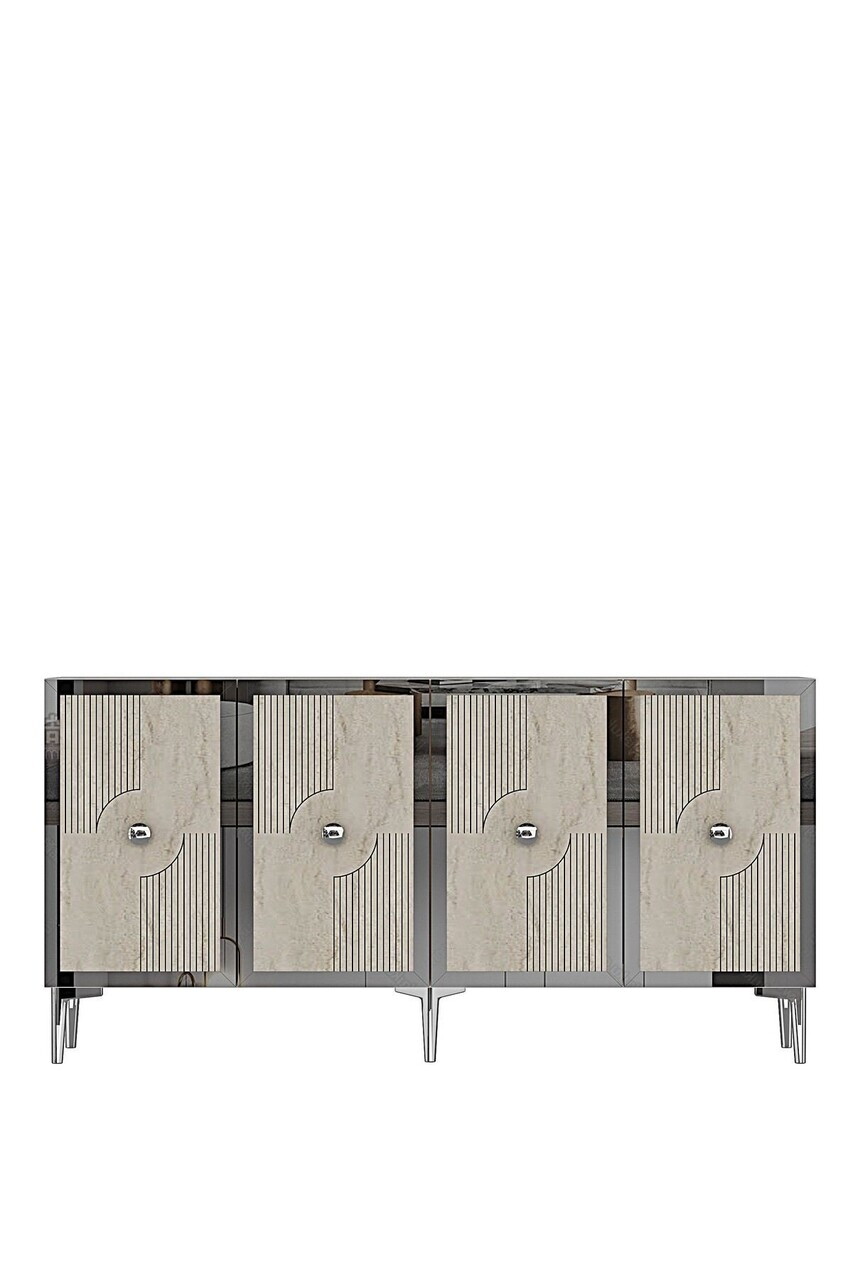 Consola, Hanah Home, Pega 150, 125x75x32 cm, White / Travertine / Silver — imaginea 5