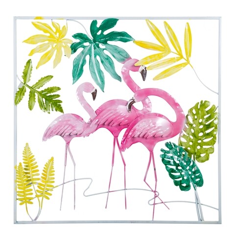 Decoratiune de perete, Exotic Flamingo, Creaciones Meng, 81x81 cm, multicolor