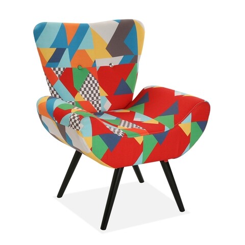 Scaun, Versa, Patchwork Brais, 83 x 72 x 70 cm, lemn/poliester, multicolor