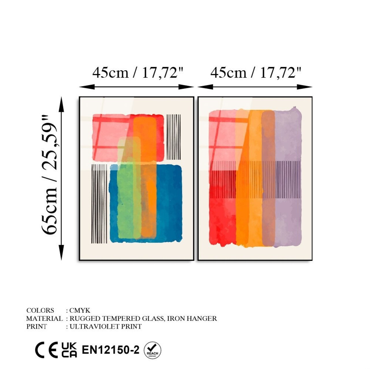 Tablou decorativ (2 Pieces), UV-948, Dimensiune: 45 x 65 cm (2 bucăți), Multicolor - view 7