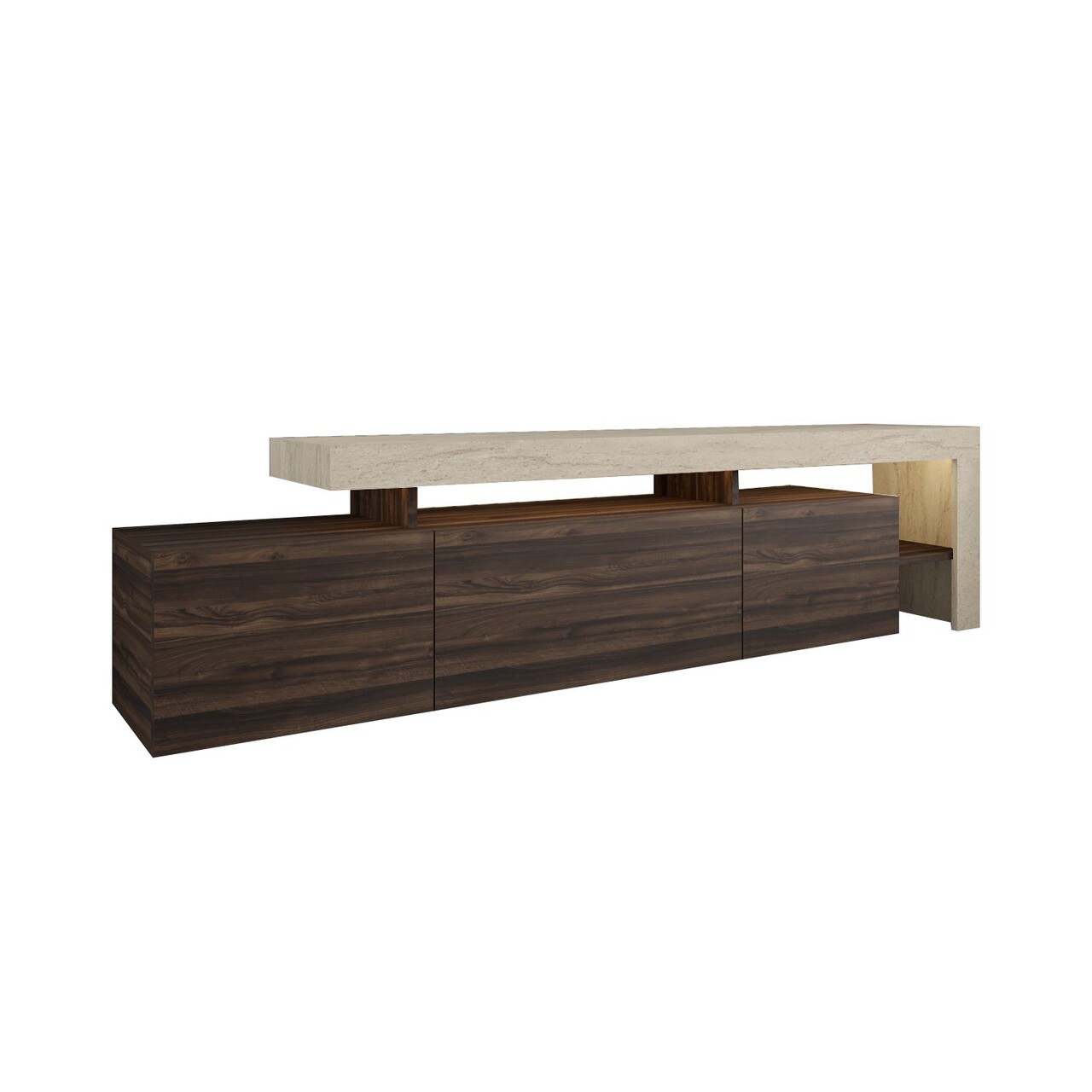 Comoda TV, Hanah Home, Beliz, 192x53x37 cm, Travertin / Nuc - view 6