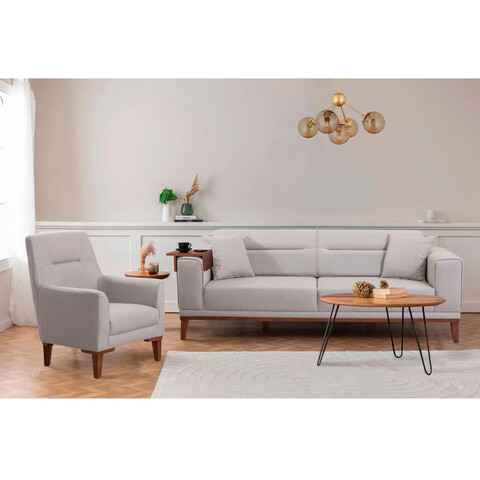 Set canapea extensibilă, unique design, 867unq1675, lemn de carpen, crem