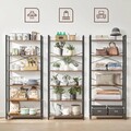 Biblioteca cu 6 rafturi Vasagle Ladder, 80x30x186 cm, PAL/otel, maro