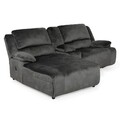 Coltar sezlong stanga, consola inclusa, 1 recliner, Jersey, L.260 l.183/103 H.105, stofa, gri