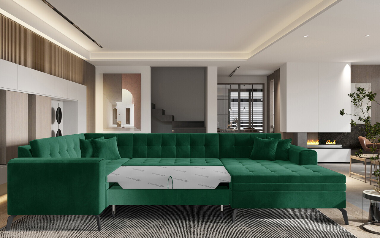Coltar extensibil dreapta 5 locuri ELTAP, MON-RT-35LU, Montez, 340x180x93 cm, lemn/poliester, verde inchis - view 3