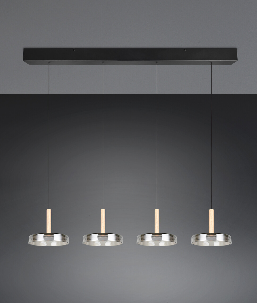 Lustra Celeste, TRIO, 115x22x200 cm, 7W, 4x SMD LED, metal, negru/gri