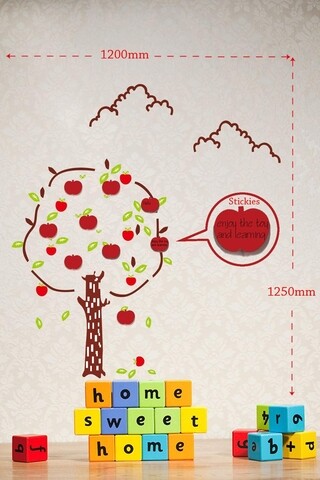 Sticker decorativ cu notite adezive Apples Post it, Mauro Ferretti, 120×125 cm, plastic
