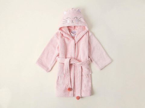 Halat de baie pentru copii, Irya Home, Kitty, Bumbac, Roz Irya Home