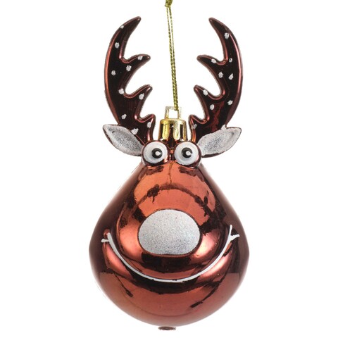 Glob Reindeer w dots, Decoris, 5.5x5.5x11.5 cm, plastic, maro