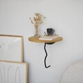 Raft de perete, Neostill, Leo, 35x35 cm, Lemn masiv, Negru / Stejar