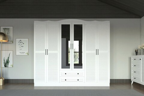 Dulap pentru haine, Glenevis, Nil 806, 210x186x50 cm, Alb Glenevis