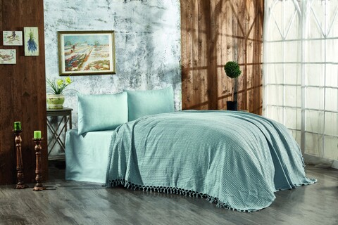 Cuvertura Double Pique, 220×240 cm, 100% bumbac, Lotus, Whitney, verde 100% imagine 2022