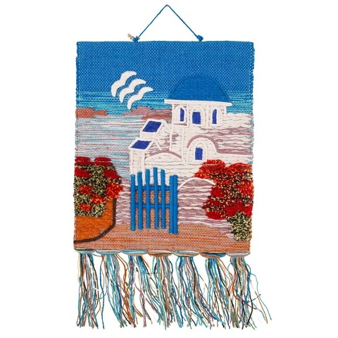 Decoratiune de perete, Santorini House, Creaciones Meng, 40×50 cm, iuta Creaciones Meng