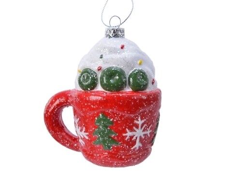 Glob Cup, Decoris, 6x8x9 cm, plastic, rosu/alb