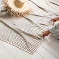Prosop de plaja Rander, Homla, 100x190 cm, bumbac, bej/albastru