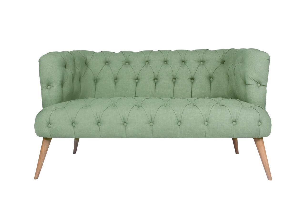 Canapea fixa West Monroe, Zeon, 2 locuri, 140x75x76 cm, lemn, verde petrol