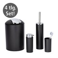 Set de baie 4 piese Calvo, Wenko, ABS/metal, negru/argintiu