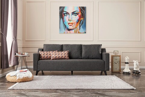 Canapea extensibila cu 3 locuri, balcab home, 825blc2747, lemn de fag, antracit