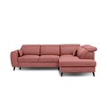 Coltar extensibil dreapta 4 locuri ELTAP, RT-24LU, Noble, 255x201x100 cm, lemn/poliester, roz inchis