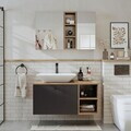 Set Dulap de Baie cu Chiuvetă și Oglindă (2 Piese), Hanah Home, 2474, MDF, Pin Atlantic / Antracit