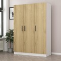 Dulap pentru haine, Minerva, Kale Walnut, 135x210x52 cm, PAL, Maro