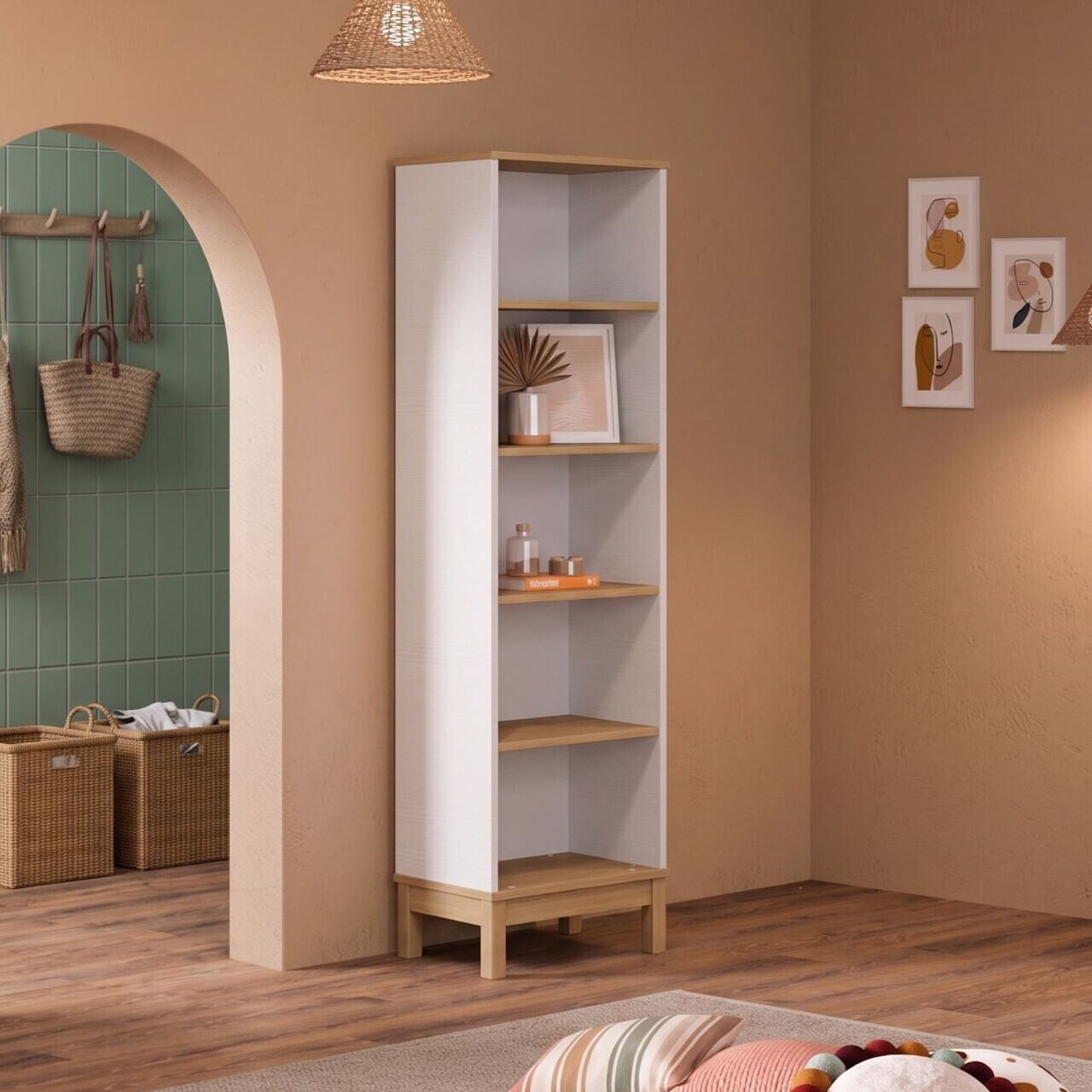 Corp biblioteca Hanah Home Etto 48x179.3x36 cm PAL MELAMINAT Lemn / Stejar alb
