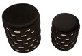 Set 2 taburete cu spatiu depozitare Shanty, Mauro Ferretti, 37x42 cm, 28x35 cm, fier/MDf/poliester, negru/auriu