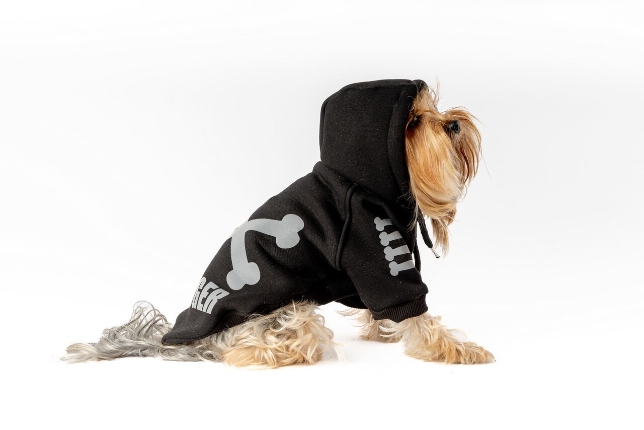 Hanorac pentru câini, Paws &amp; Whiskers, Danger Hoodie, Negru - view 3