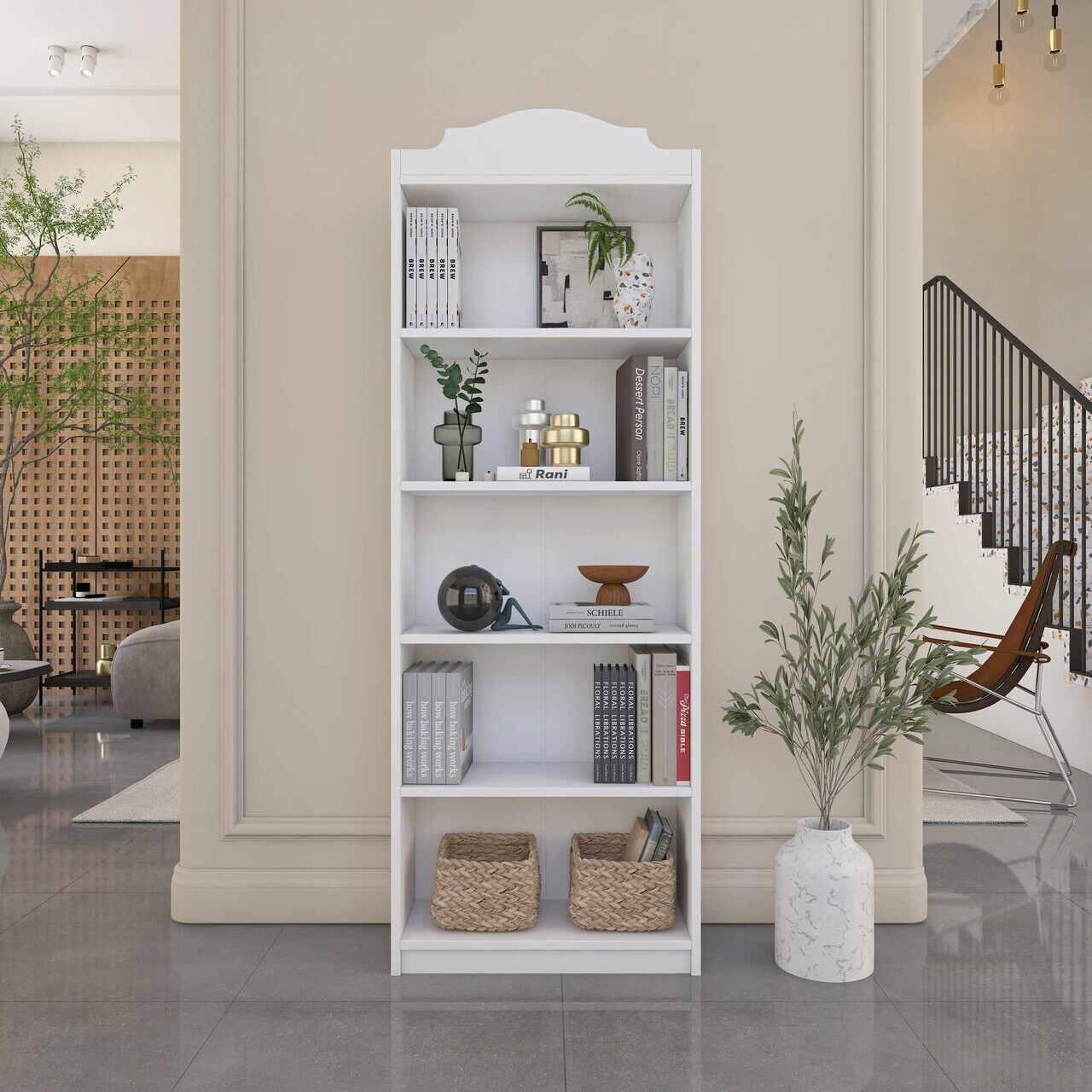 Corp biblioteca, Hanah Home, HC130, 60x160x25 cm, Alb — imaginea 2